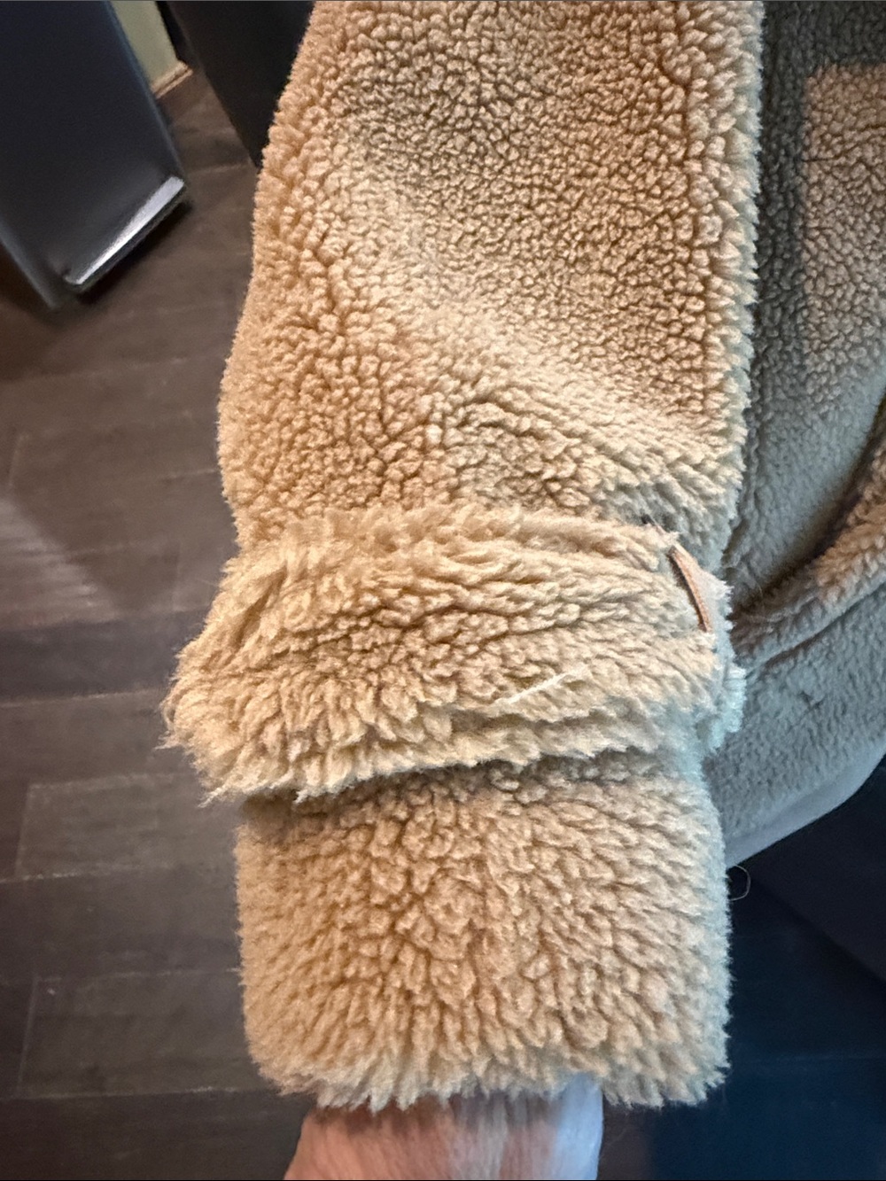 Express Tan Teddy Long Coat with Button Front - Picture 8 of 10